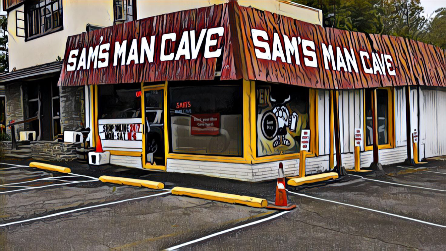 Exterior of Sam's Man Cave, a brewiana store in Lancaster Pennsylvania