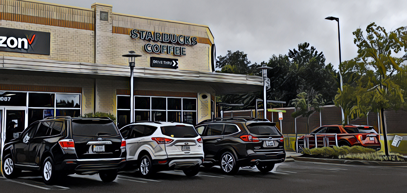 A facade of the Starbucks off Route 1 in Glen Allen Virginia